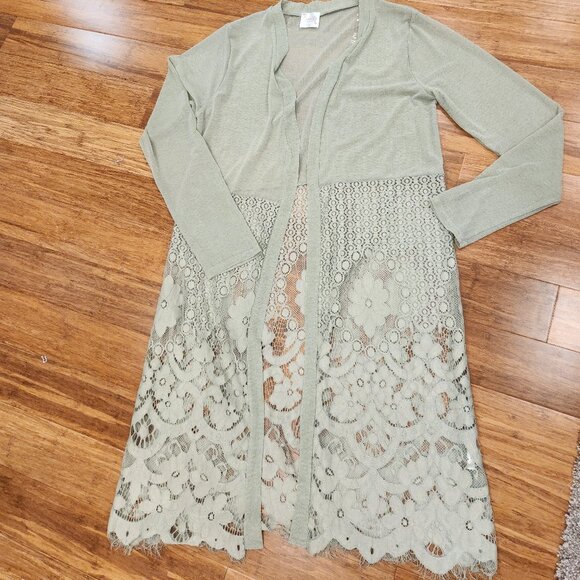 Siren Lily Maternity Kimono Cardigan WOMAN'S Sheer Lace Crochet - Picture 1 of 3